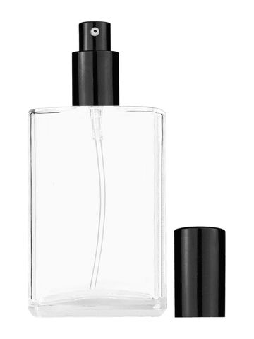 Elegant design 100 ml, 3 1/2oz  clear glass bottle  with shiny black lotion pump.