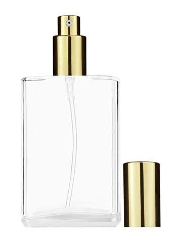 Elegant design 100 ml, 3 1/2oz  clear glass bottle  with shiny gold lotion pump.