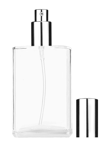 Elegant design 100 ml, 3 1/2oz  clear glass bottle  with shiny silver lotion pump.