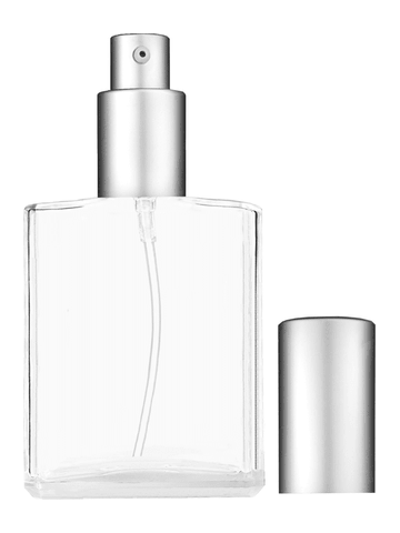 Elegant design 60 ml, 2oz  clear glass bottle  with matte silver lotion pump.