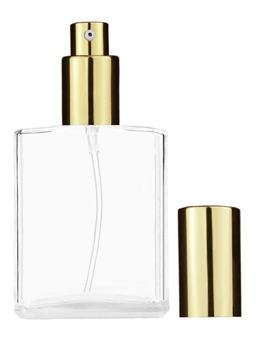 Elegant design 60 ml, 2oz  clear glass bottle  with shiny gold lotion pump.