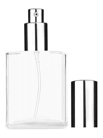 Elegant design 60 ml, 2oz  clear glass bottle  with shiny silver lotion pump.