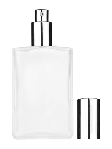 Elegant design 100 ml, 3 1/2oz frosted glass bottle with shiny silver lotion pump.