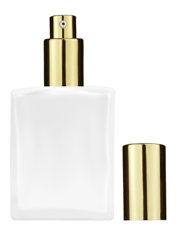 Elegant design 60 ml, 2oz frosted glass bottle with shiny gold lotion pump.