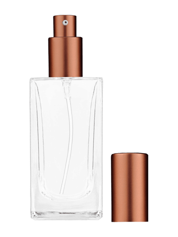 Empire design 100 ml, 3 1/2oz  clear glass bottle  with matte copper lotion pump.
