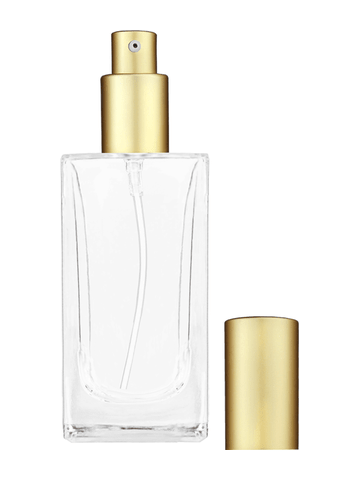 Empire design 100 ml, 3 1/2oz  clear glass bottle  with matte gold lotion pump.
