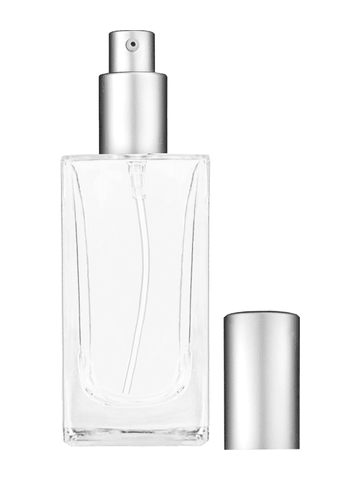 Empire design 100 ml, 3 1/2oz  clear glass bottle  with matte silver lotion pump.