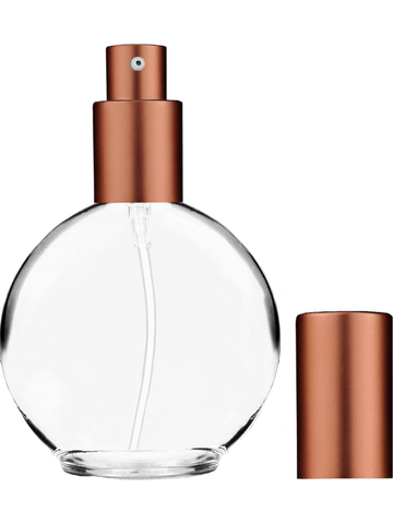 Round design 128 ml, 4.33oz  clear glass bottle  with matte copper lotion pump.