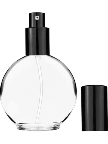 Round design 128 ml, 4.33oz  clear glass bottle  with shiny black lotion pump.