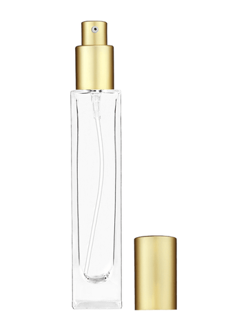 Sleek design 50 ml, 1.7oz  clear glass bottle  with matte gold lotion pump.