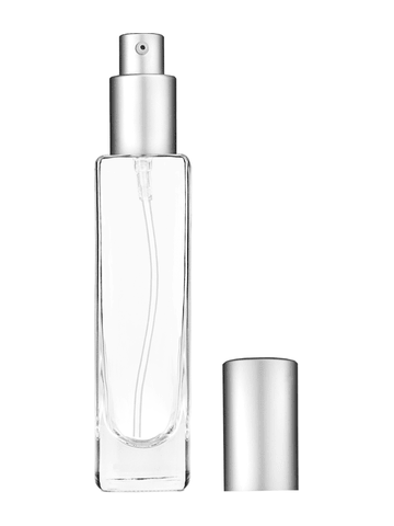 Slim design 50 ml, 1.7oz  clear glass bottle  with matte silver lotion pump.
