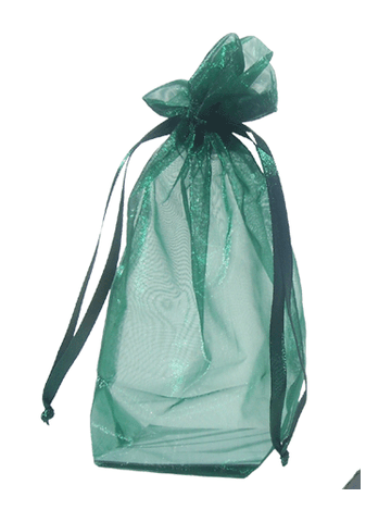 Christmas green Organza / sheer gusseted gift bag. Size : 8? tall x 5.5? wide
