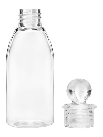 Clear Plastic Bottle With Clear Screw on Cap. Capacity: 1oz (30ml)