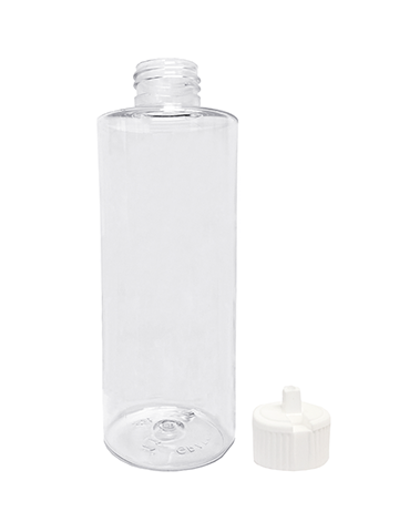 Cylinder design 4oz  clear plastic bottle with white flip-top cap