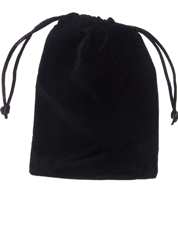 Black velveteen gift bag / pouch. Size : 5.5" tall x 4" wide.