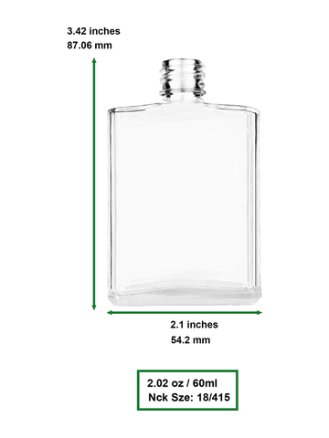 Elegant design 60 ml, 2oz  clear glass bottle  with shiny black spray pump.