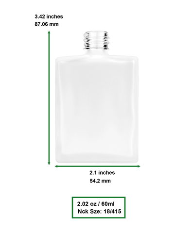 Elegant design 60 ml, 2oz frosted glass bottle with reducer and ivory faux leather cap.