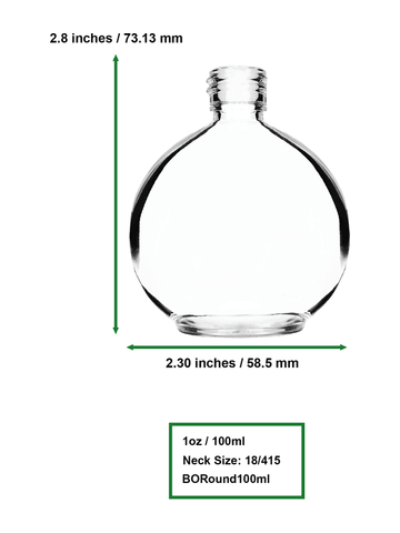 Round design 128 ml, 4.33oz  clear glass bottle  with white dropper with shiny copper collar cap.