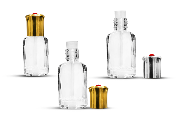 Traditional octagonal glass bottles